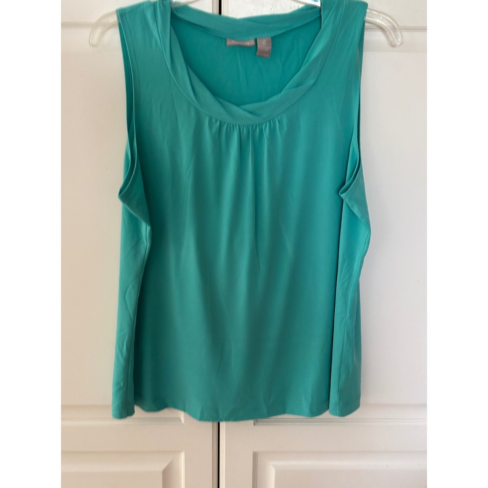 Chicos Teal Green Cowl Neck Sleeveless Tank Top Shell Size 2 Large
